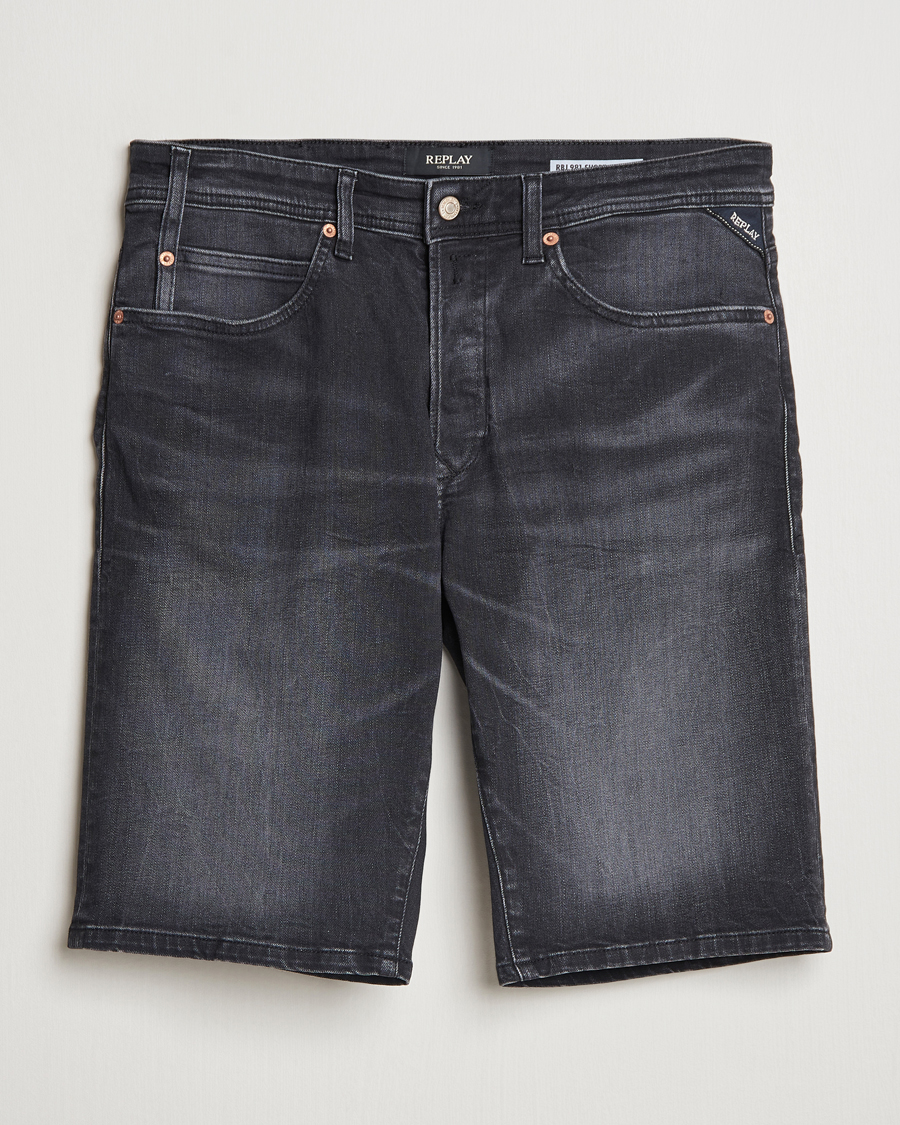 Hombres | Pantalones cortos | Replay | RBJ981 Stretch Denim Shorts Washed Black