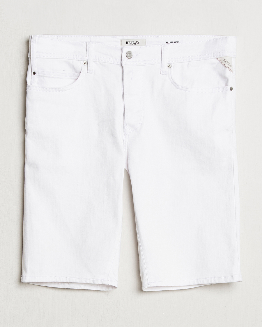 Hombres | Pantalones cortos | Replay | RBJ981 Stretch Denim Shorts White