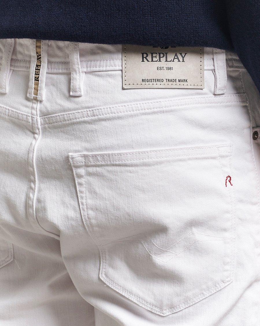 Hombres | Pantalones cortos | Replay | RBJ981 Stretch Denim Shorts White