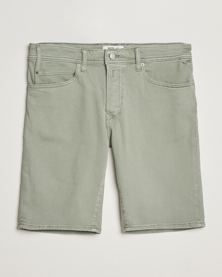 Hombres | Pantalones cortos | Replay | RBJ981 Stretch Denim Shorts Light Sage Green