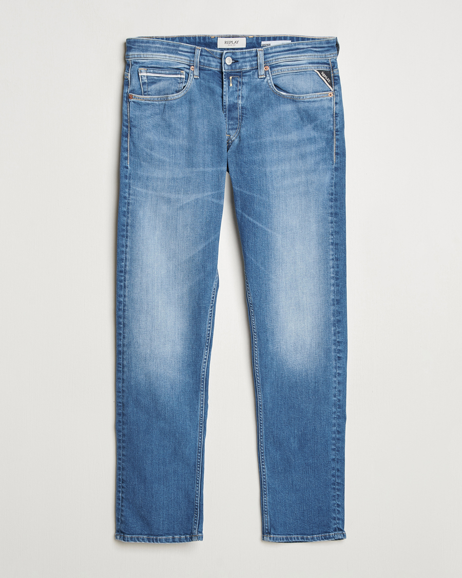 Hombres | Vaqueros | Replay | Grover Straight Fit Stretch Eco Plus Jeans Medium Blue