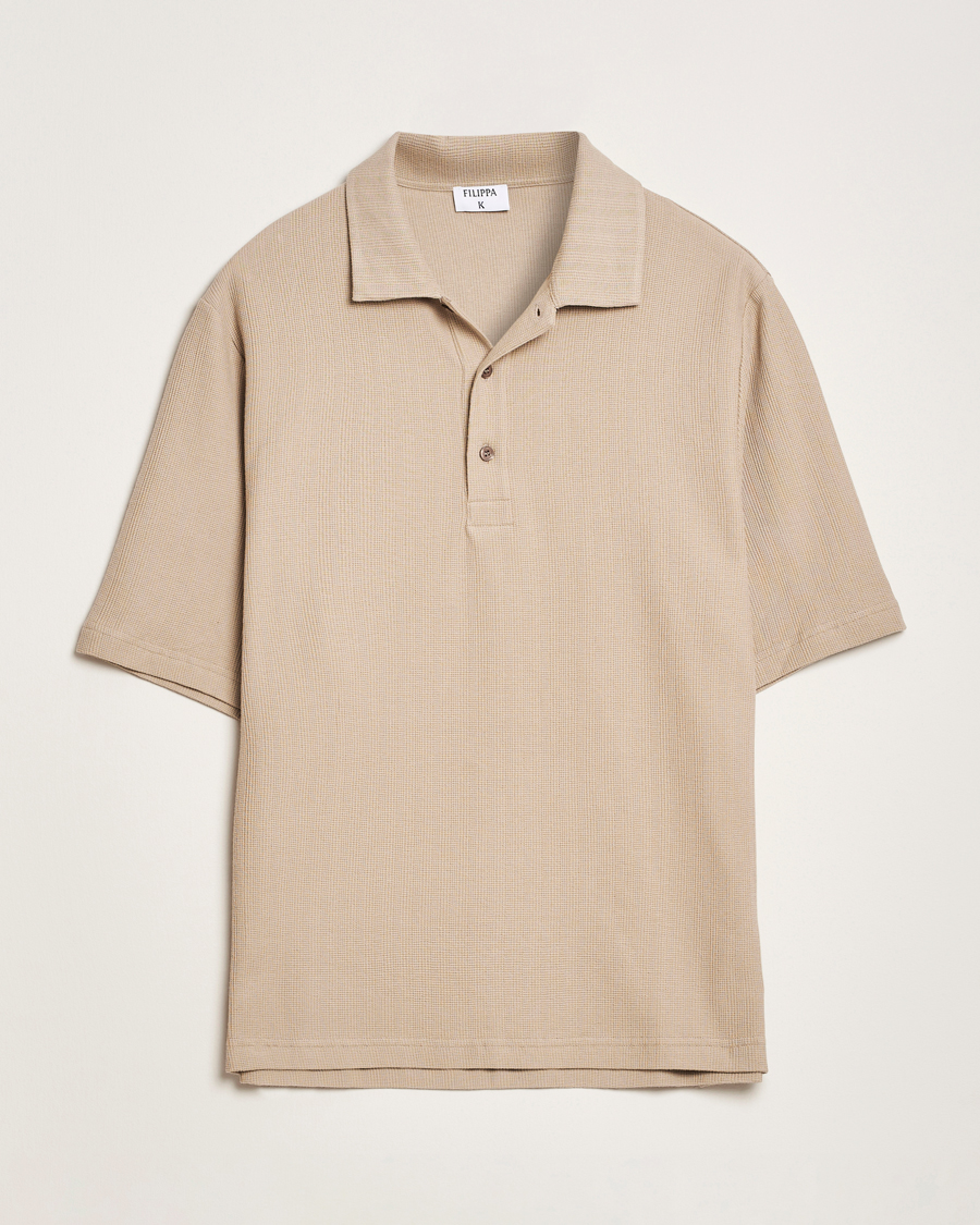 Hombres | Polos | Filippa K | Cotton Jersey Polo Faded Khaki