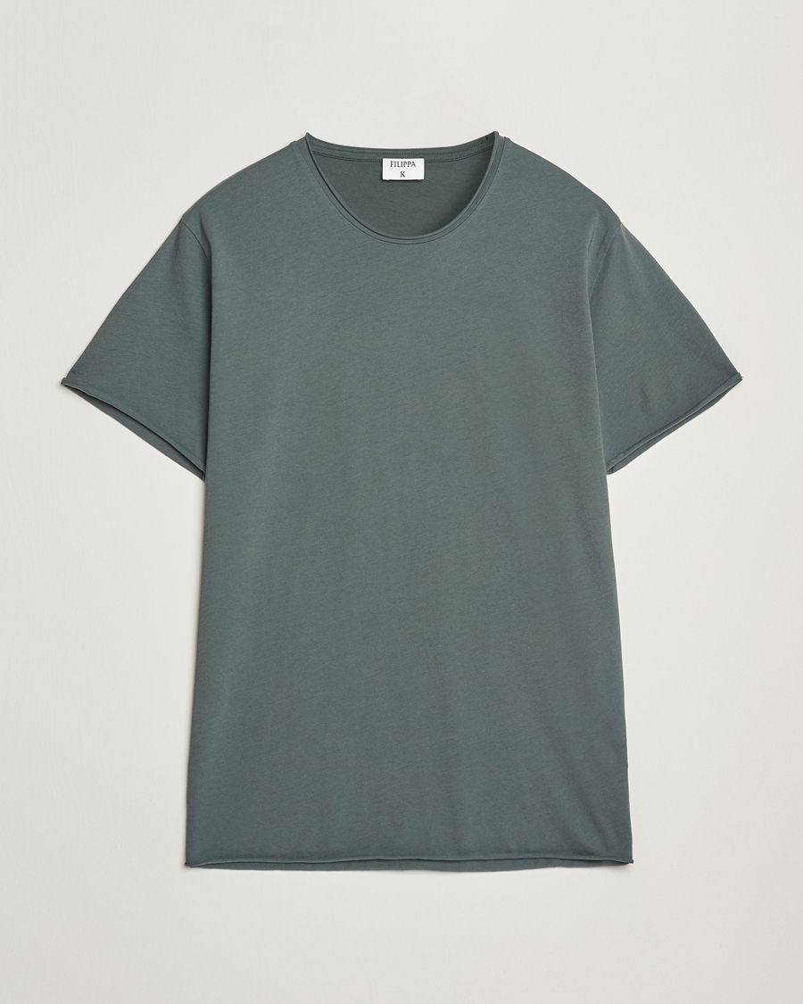Hombres | Camisetas | Filippa K | Roll Neck Crew Neck T-Shirt Green Grey