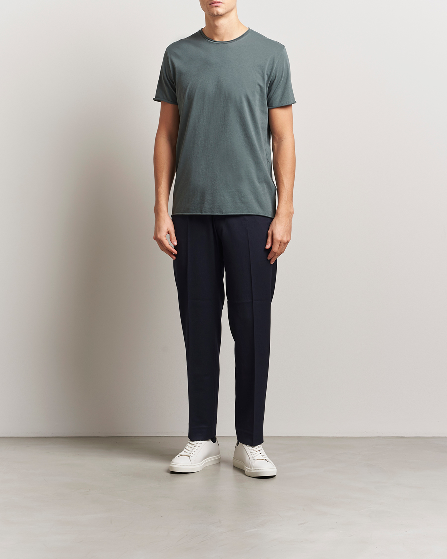 Hombres | Camisetas | Filippa K | Roll Neck Crew Neck T-Shirt Green Grey