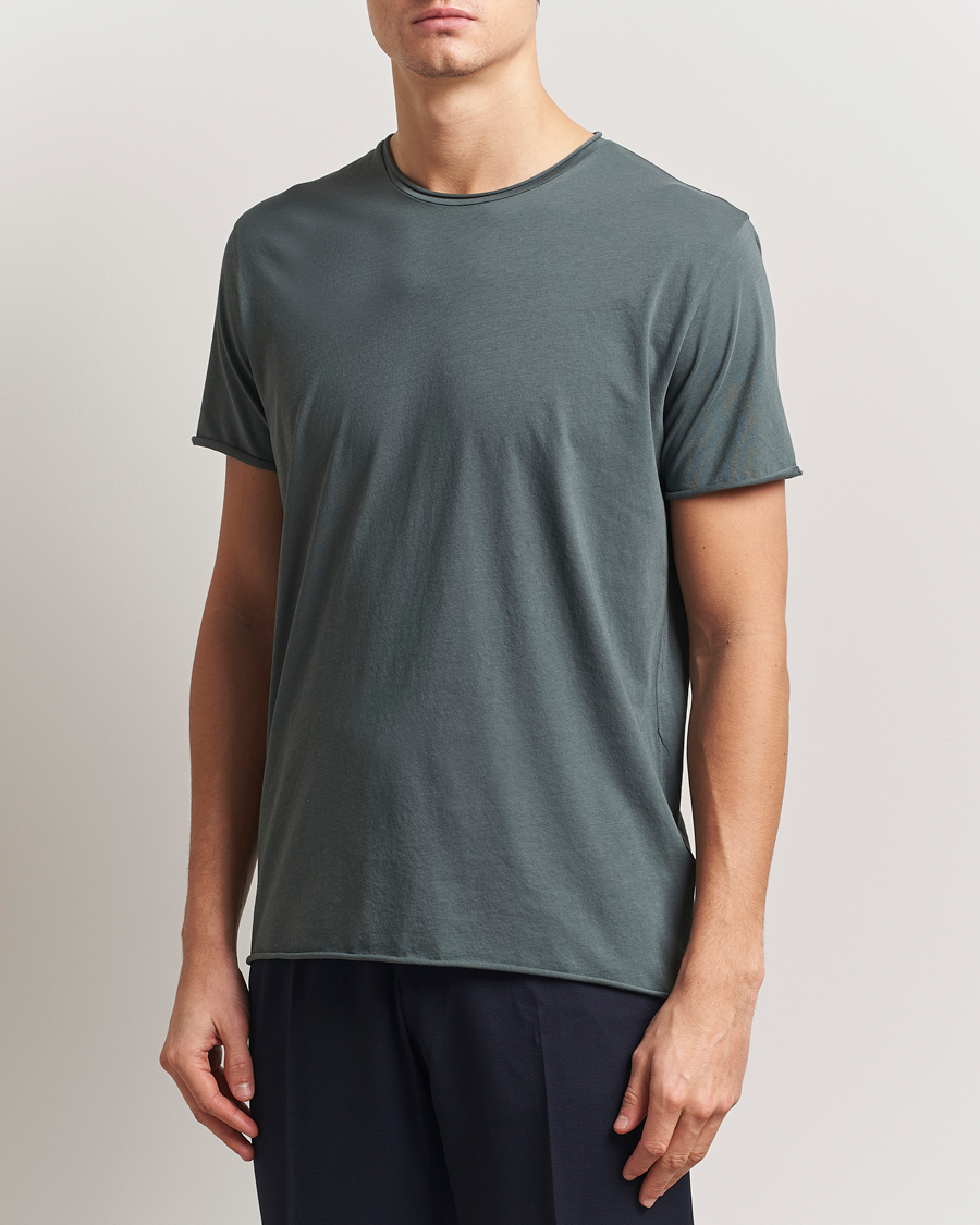 Hombres | Camisetas | Filippa K | Roll Neck Crew Neck T-Shirt Green Grey