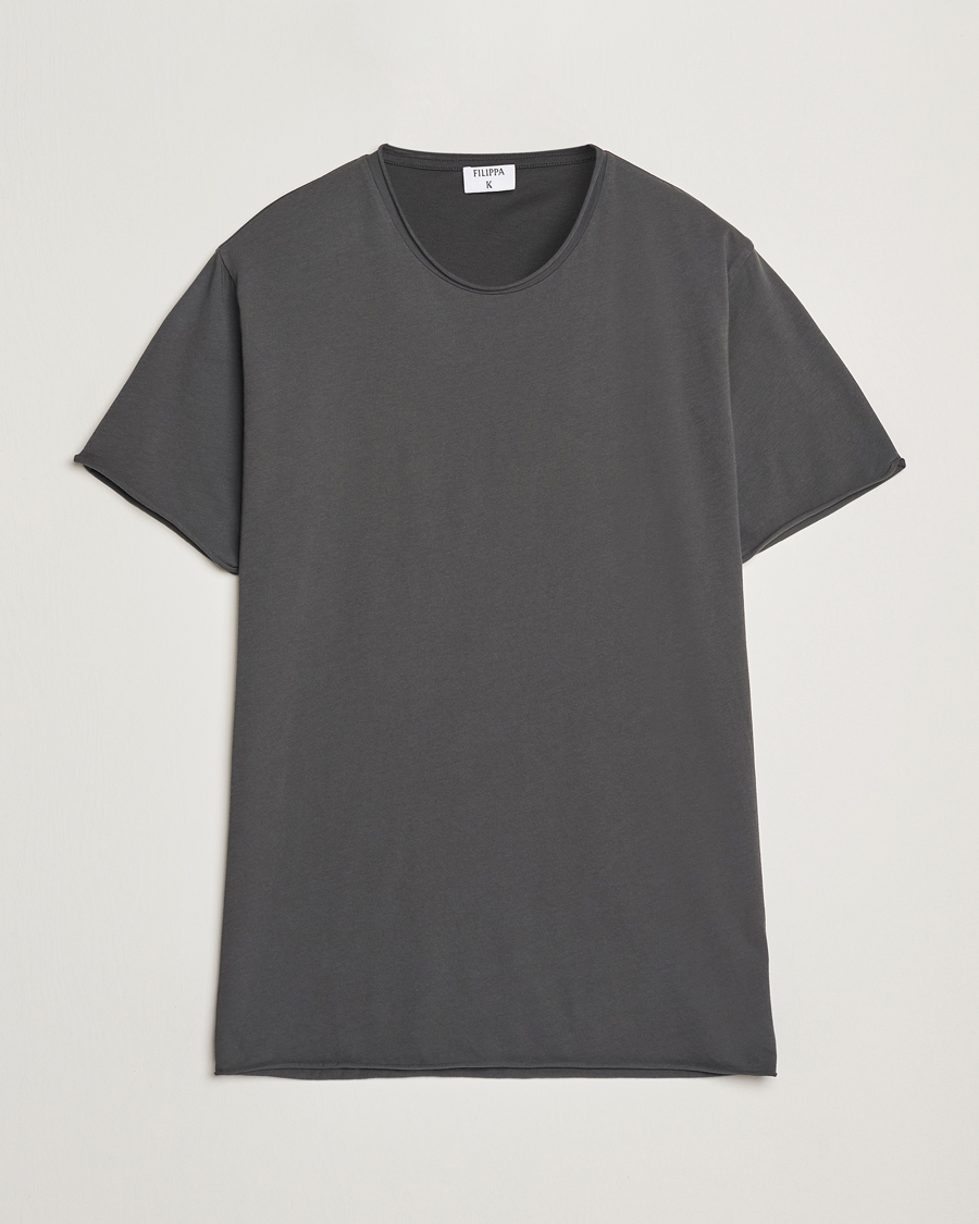 Hombres | Camisetas | Filippa K | Roll Neck Crew Neck T-Shirt Charcoal Grey