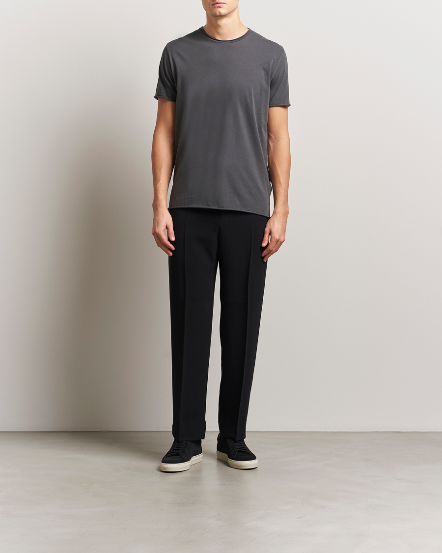 Hombres | Camisetas | Filippa K | Roll Neck Crew Neck T-Shirt Charcoal Grey