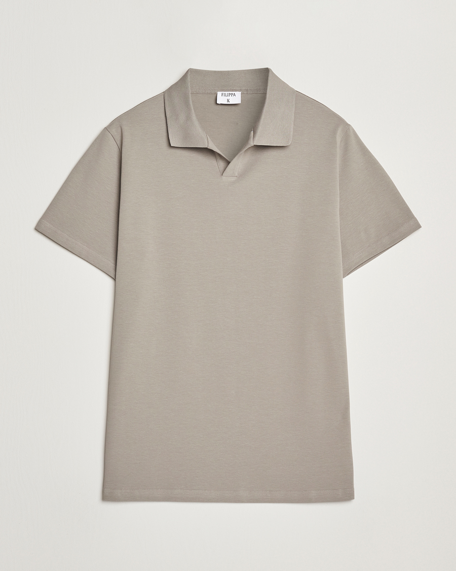 Hombres | Polos | Filippa K | Soft Lycra Polo T-Shirt Dove Grey
