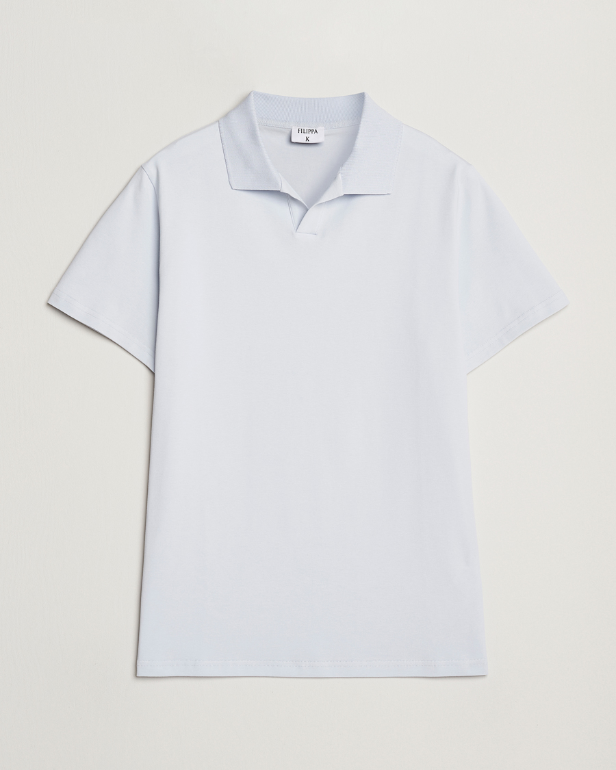 Hombres | Polos | Filippa K | Soft Lycra Polo T-Shirt Ice Blue