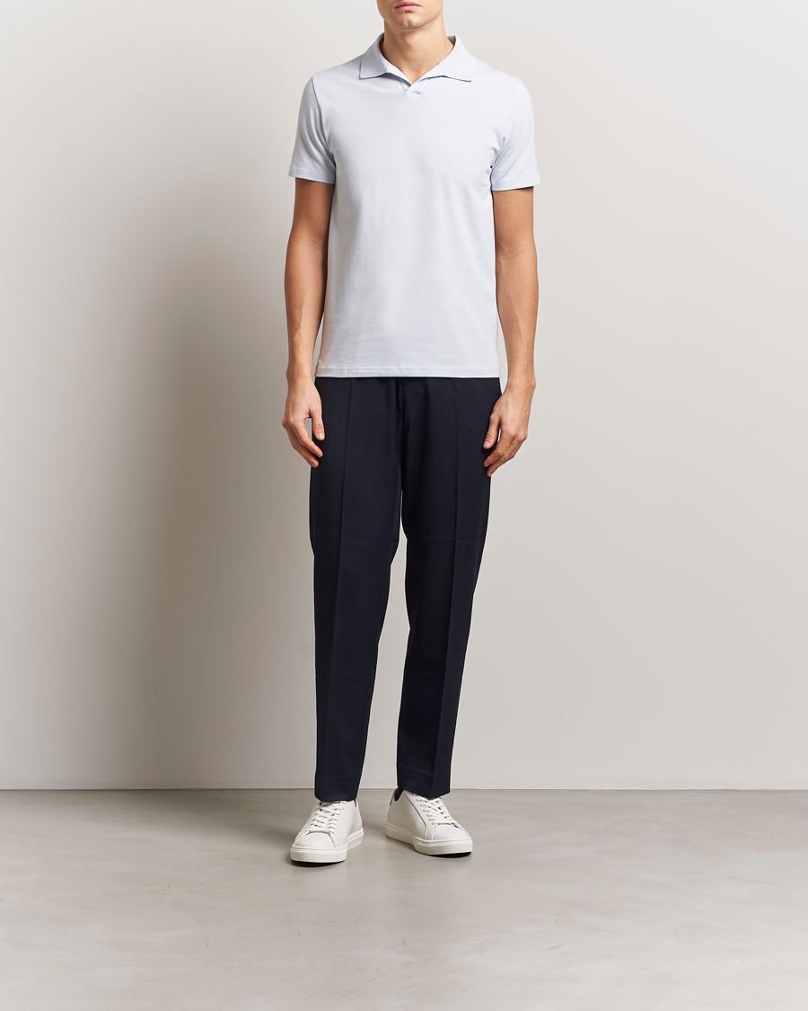 Hombres | Polos | Filippa K | Soft Lycra Polo T-Shirt Ice Blue