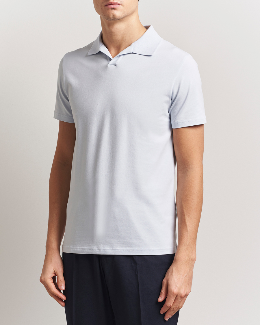 Hombres | Polos | Filippa K | Soft Lycra Polo T-Shirt Ice Blue