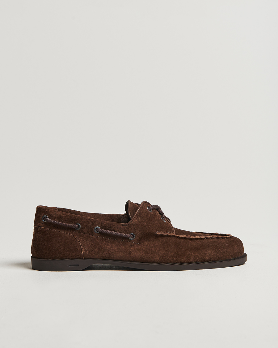 Hombres | John Lobb Foil Boat Shoes Dark Brown | John Lobb | Foil Boat Shoes Dark Brown