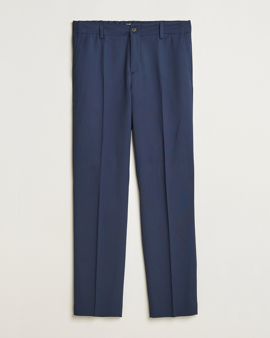 Hombres | Pantalones | Filippa K | Tailored Twill Drawstring Trousers Dusk Blue