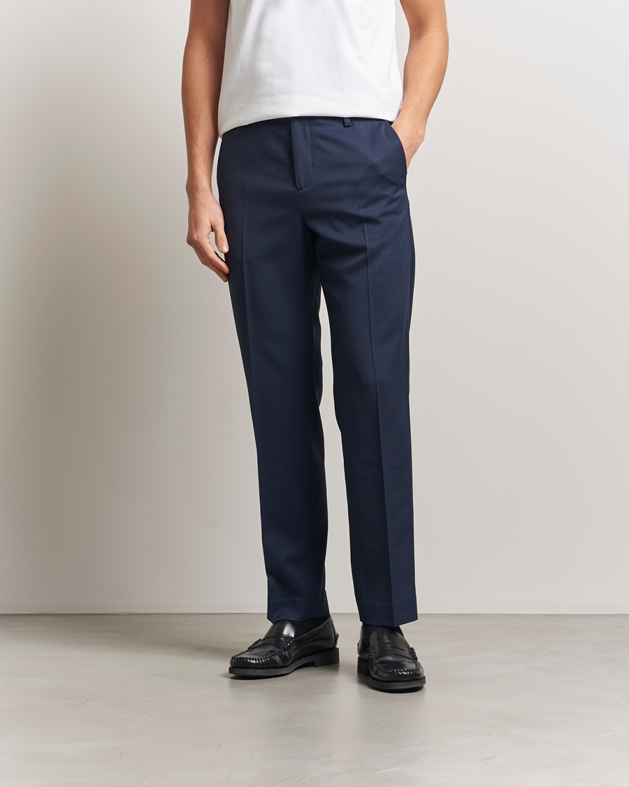 Hombres | Pantalones | Filippa K | Tailored Twill Drawstring Trousers Dusk Blue