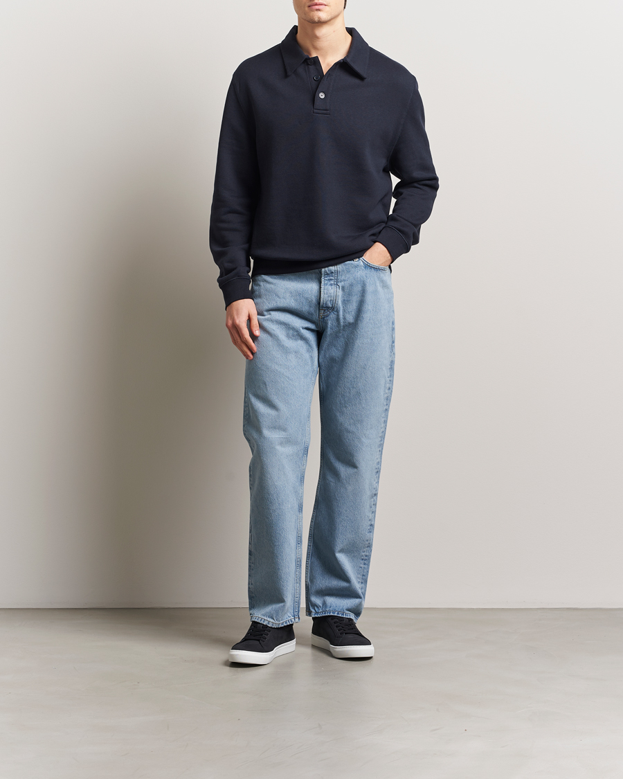 Hombres | Jerséis y prendas de punto | Filippa K | Polo Sweatshirt Navy