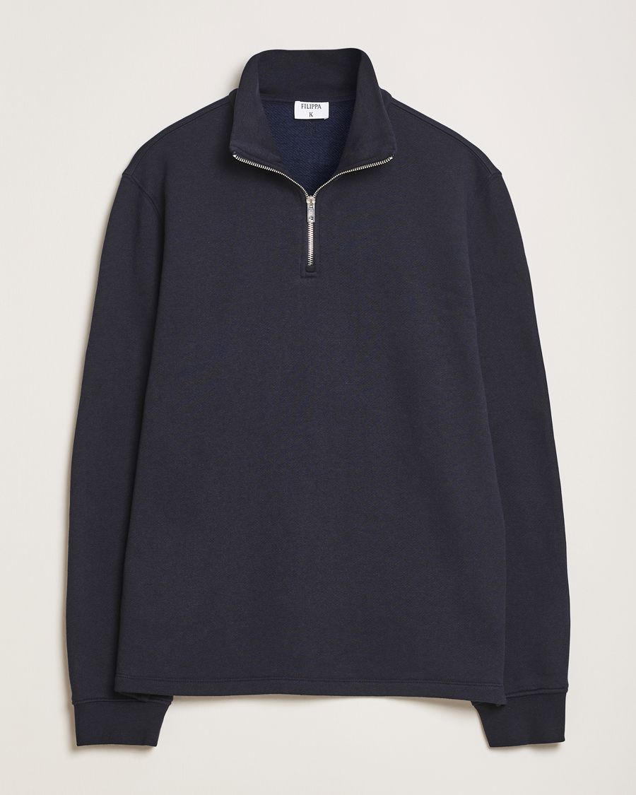 Hombres | Jerséis y prendas de punto | Filippa K | Half Zip Sweatshirt Navy