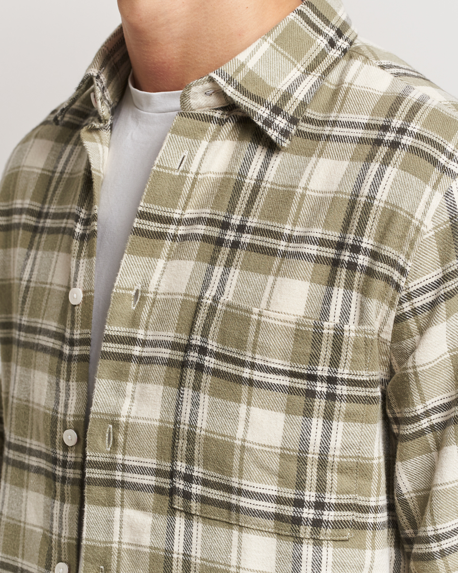 Hombres | Camisas | NN07 | Arne Brushed Cotton Checked Shirt Green/Beige