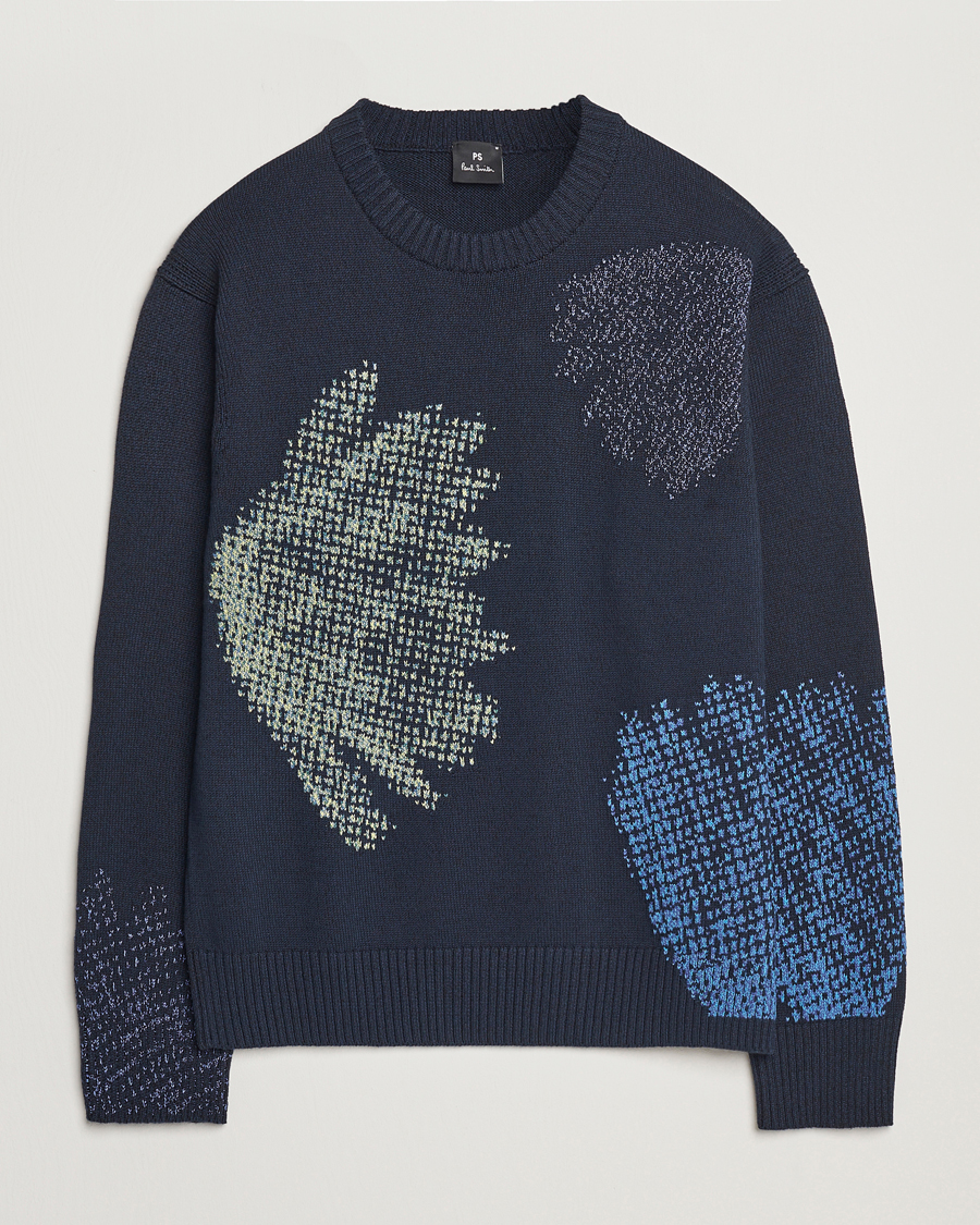 Hombres | Jerséis y prendas de punto | PS Paul Smith | Flower Printed Knitted Crew Neck Navy