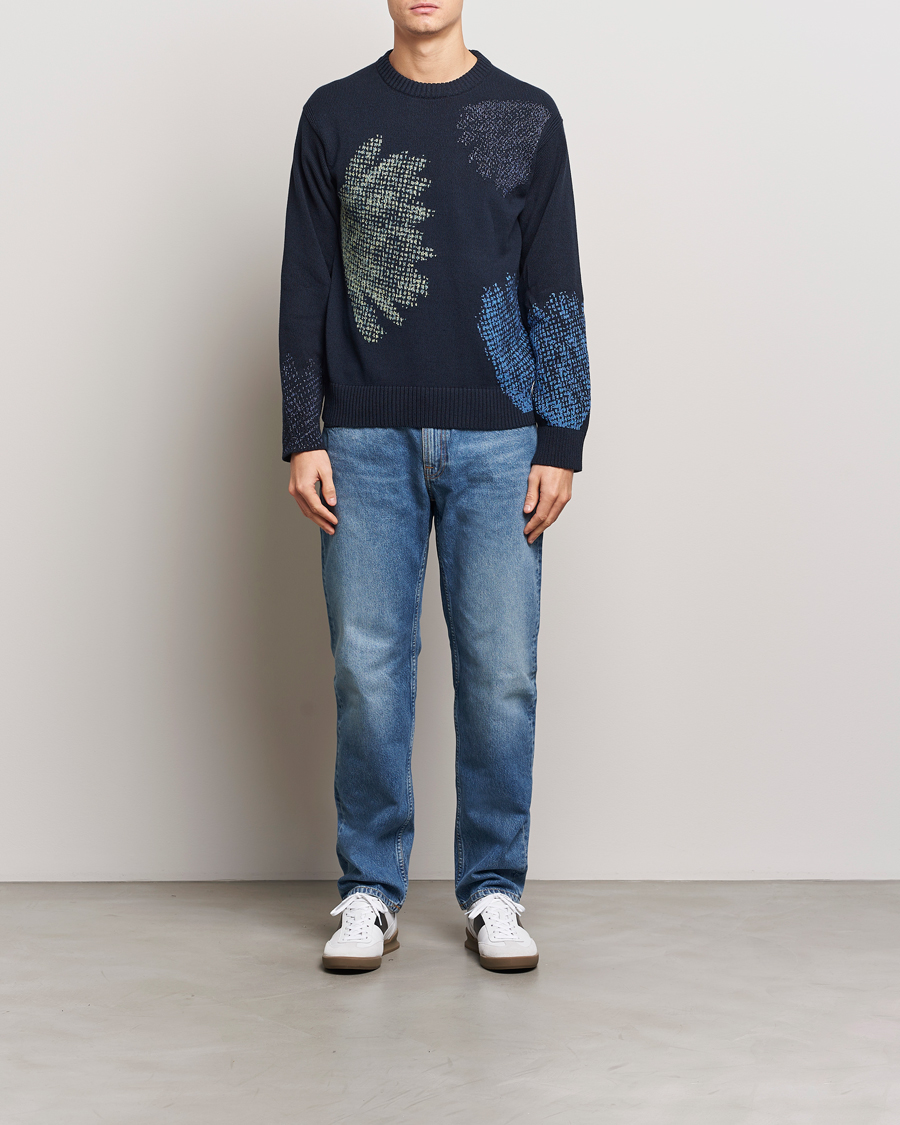 Hombres | Jerséis y prendas de punto | PS Paul Smith | Flower Printed Knitted Crew Neck Navy