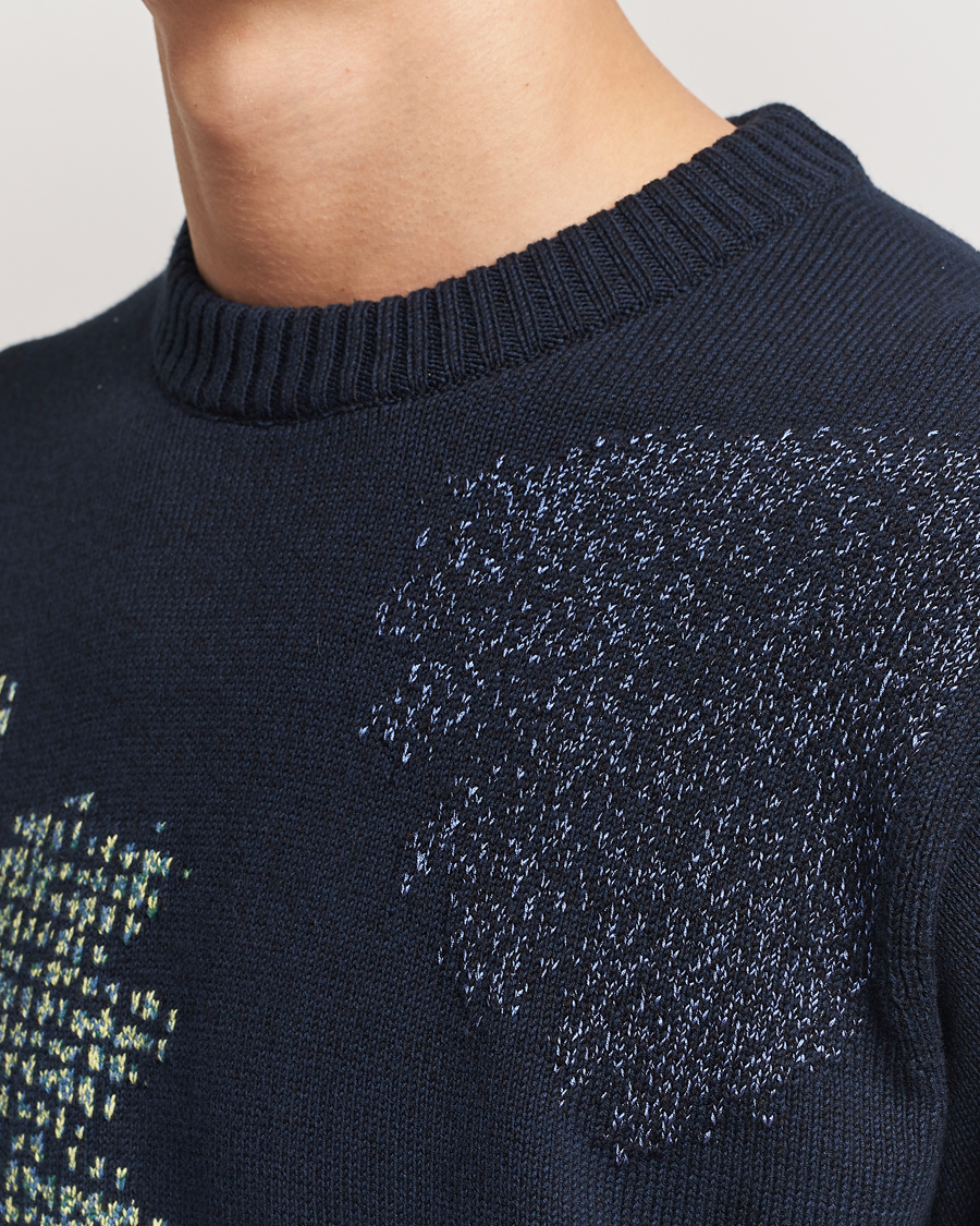Hombres | Jerséis y prendas de punto | PS Paul Smith | Flower Printed Knitted Crew Neck Navy
