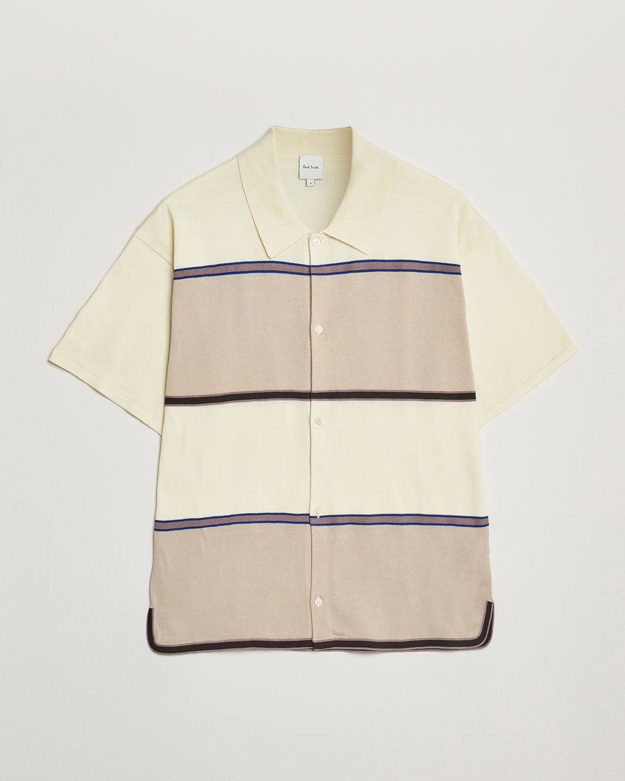 Hombres | Camisas | Paul Smith | Cotton Striped Knitted Short Sleeve Shirt White