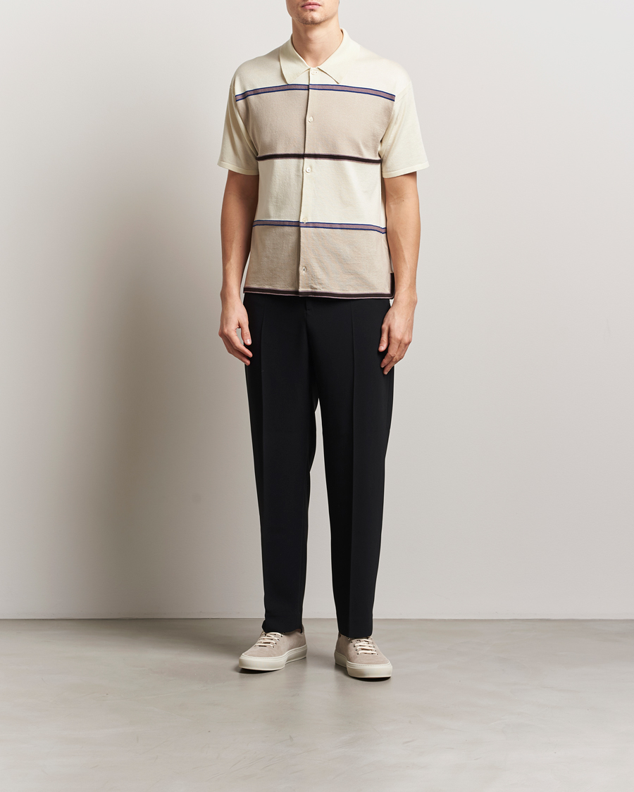 Hombres | Camisas | Paul Smith | Cotton Striped Knitted Short Sleeve Shirt White