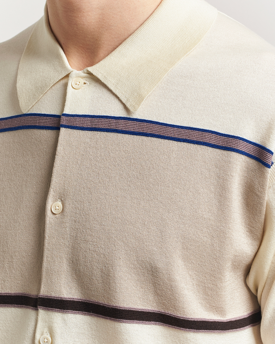 Hombres | Camisas | Paul Smith | Cotton Striped Knitted Short Sleeve Shirt White