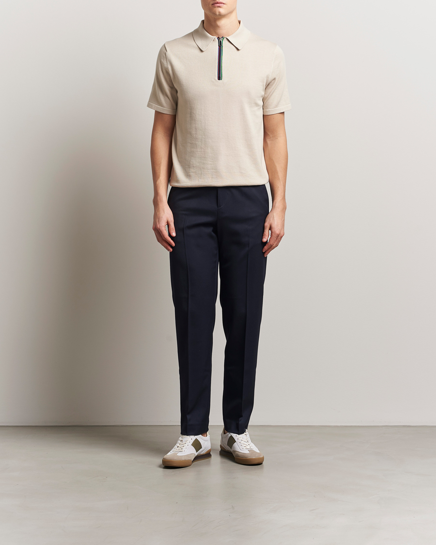 Hombres | Polos | PS Paul Smith | Cotton Knitted Half Zip Polo Off White