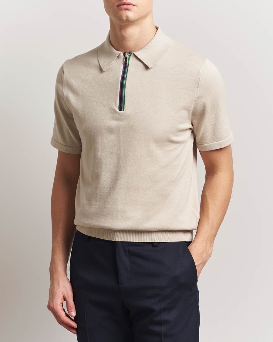 Hombres | Polos | PS Paul Smith | Cotton Knitted Half Zip Polo Off White