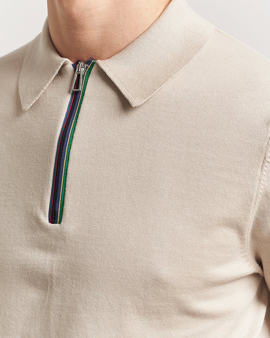 Hombres | Polos | PS Paul Smith | Cotton Knitted Half Zip Polo Off White