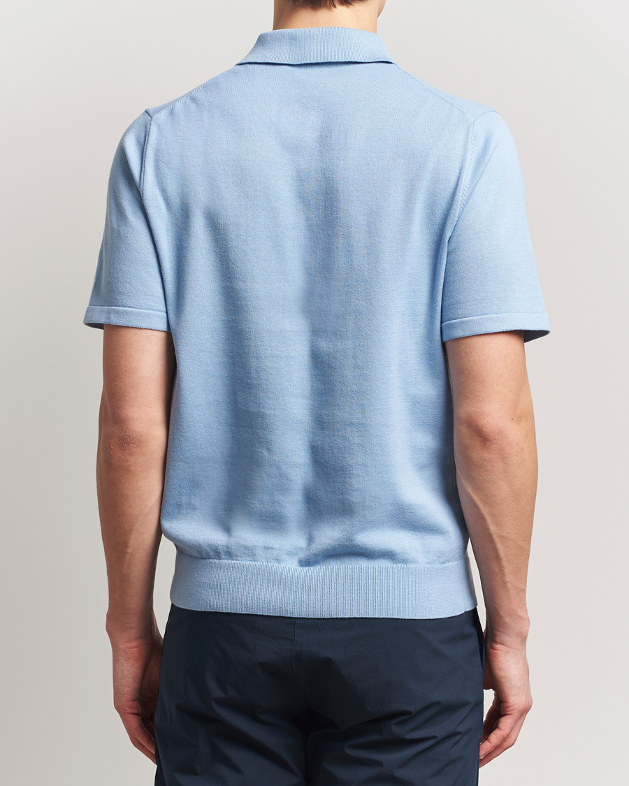 Hombres | Polos | PS Paul Smith | Cotton Knitted Half Zip Polo Light Blue