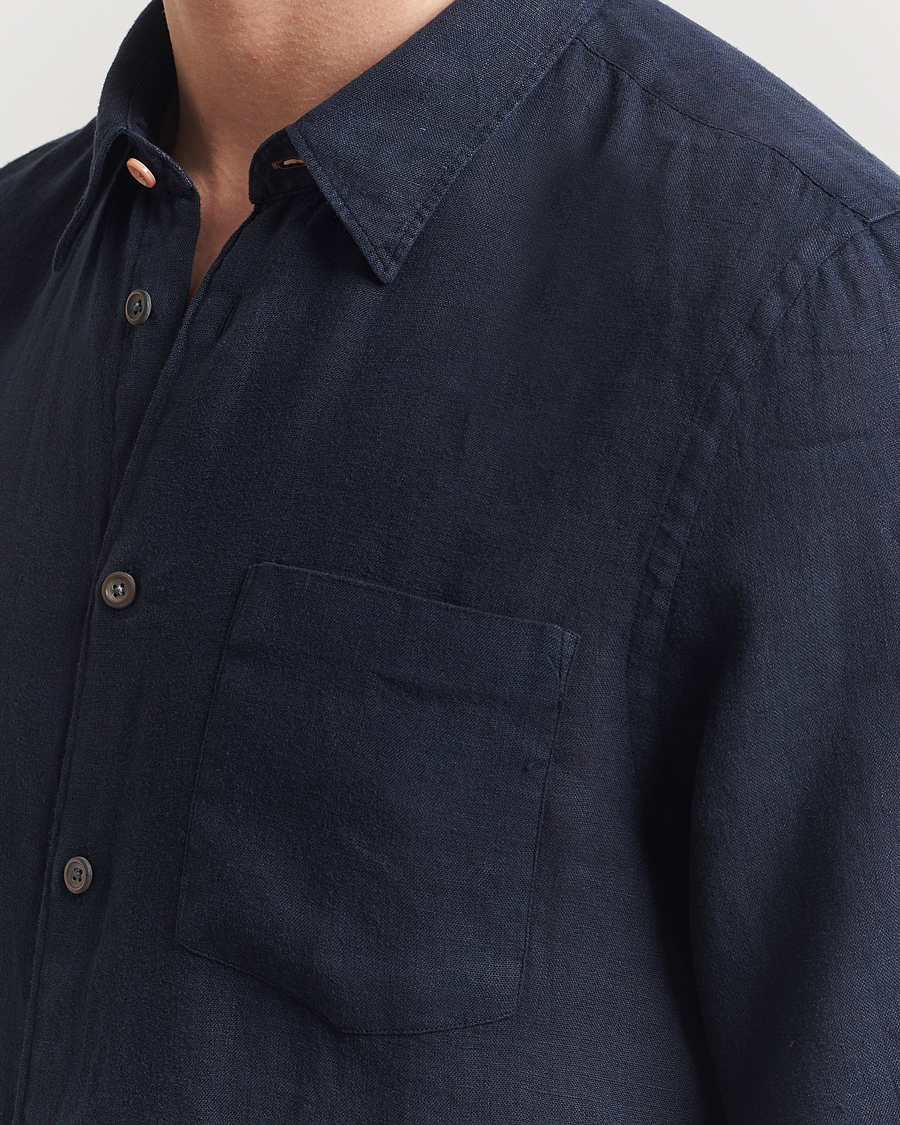 Hombres | Camisas | PS Paul Smith | Tailored Fit Linen Shirt Navy