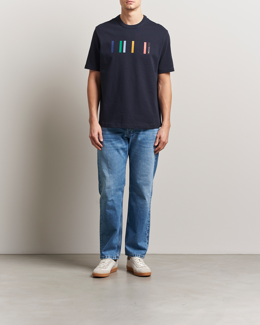 Hombres | Camisetas | PS Paul Smith | Stripe Printed T-Shirt Navy