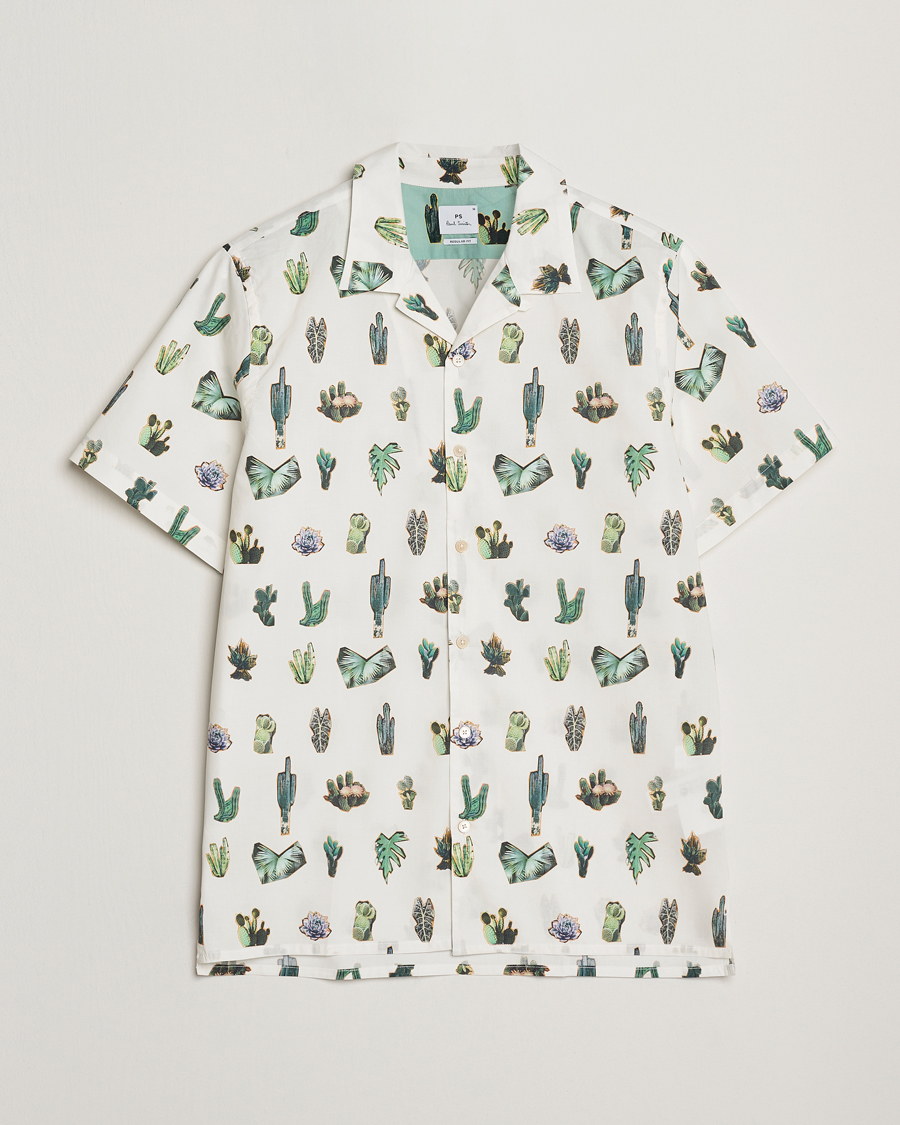 Hombres | Camisas | PS Paul Smith | Cactus Line Up Short Sleeve Shirt White