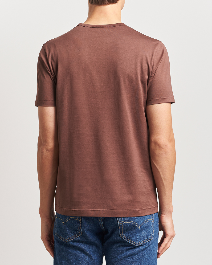 Hombres | Camisetas | Sunspel | Crew Neck Q82 Cotton T-Shirt Cocoa Brown