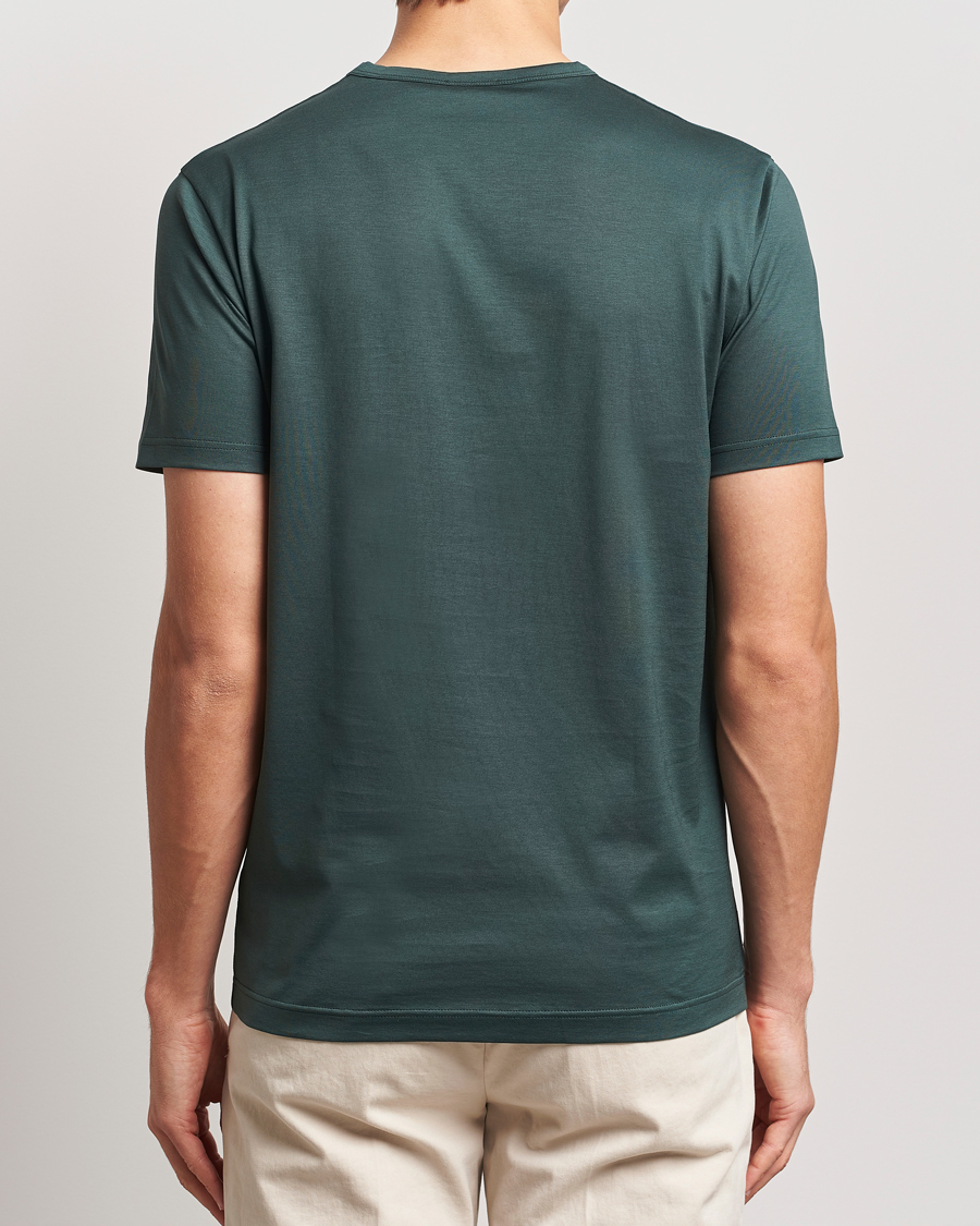 Hombres | Camisetas | Sunspel | Crew Neck Q82 Cotton T-Shirt Holly Green