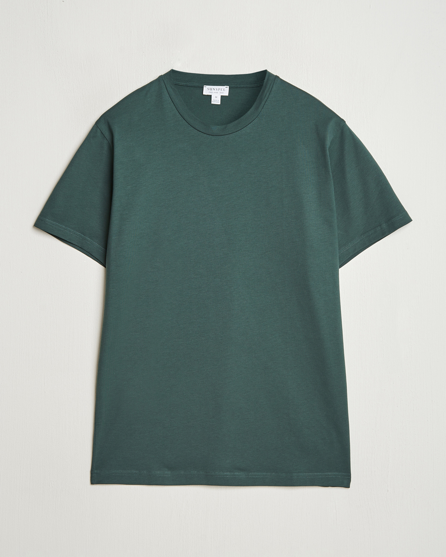 Hombres | Camisetas | Sunspel | Riviera Midweight T-Shirt Holly Green