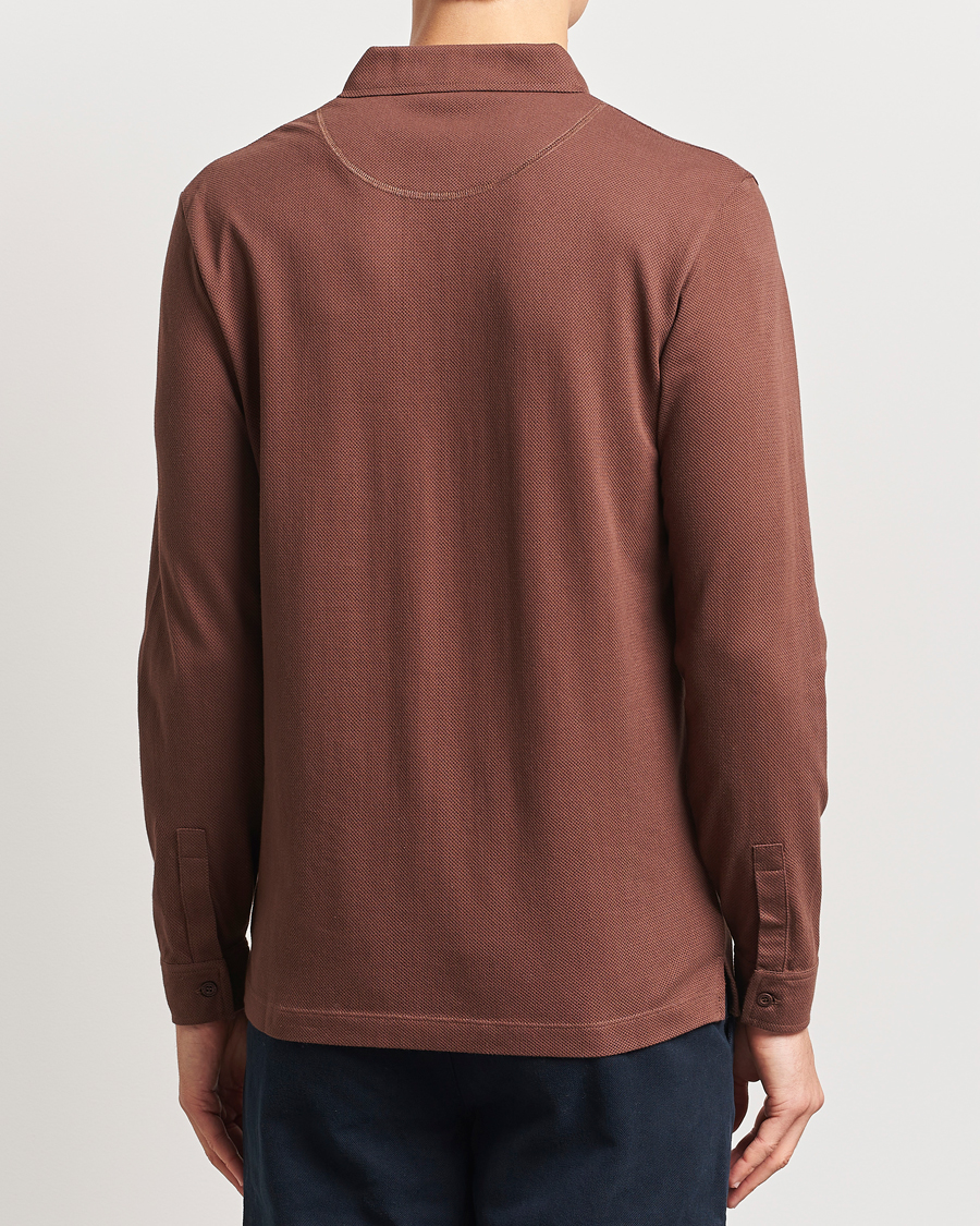 Hombres | Jerséis y prendas de punto | Sunspel | Long Sleeve Riviera Polo Shirt Cocoa Brown