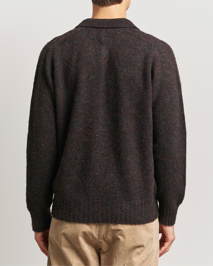 Hombres | Jerséis y prendas de punto | Sunspel | Brushed Shetland Knitted Shirt Midnight Melange