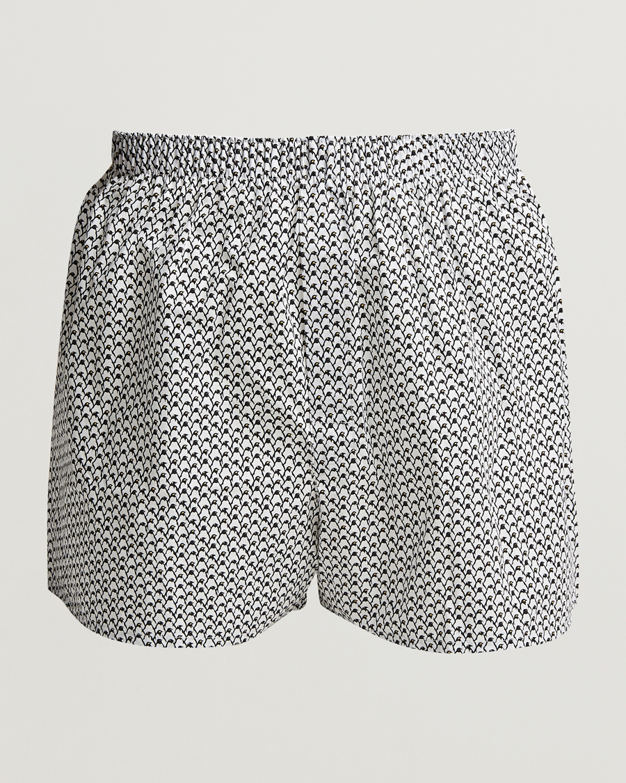 Hombres | Ropa interior y calcetines | Sunspel | Printed Woven Cotton Boxer Shorts Penguin