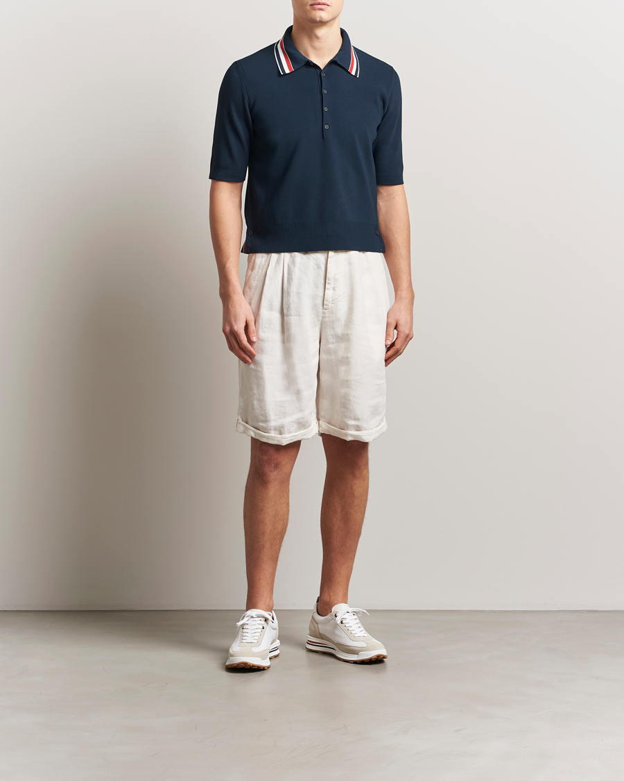 Hombres | Polos | Thom Browne | Needle Stitch Tennis Polo Navy