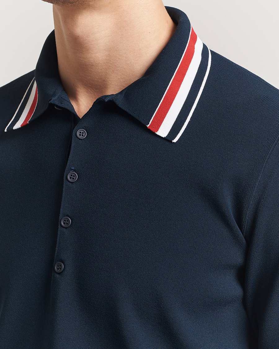 Hombres | Polos | Thom Browne | Needle Stitch Tennis Polo Navy
