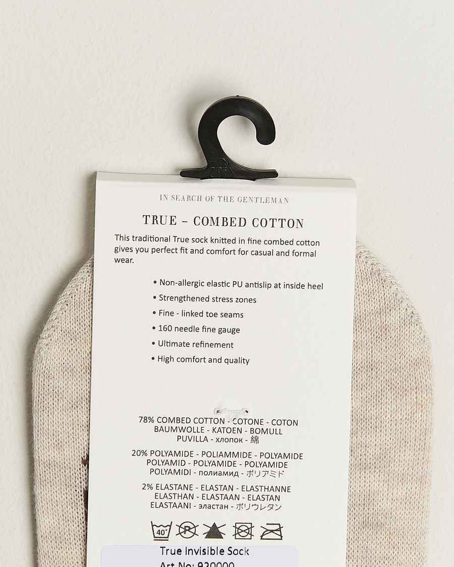 Hombres | Ropa interior y calcetines | Amanda Christensen | 3-Pack True Cotton Invisible Socks Sand Melange