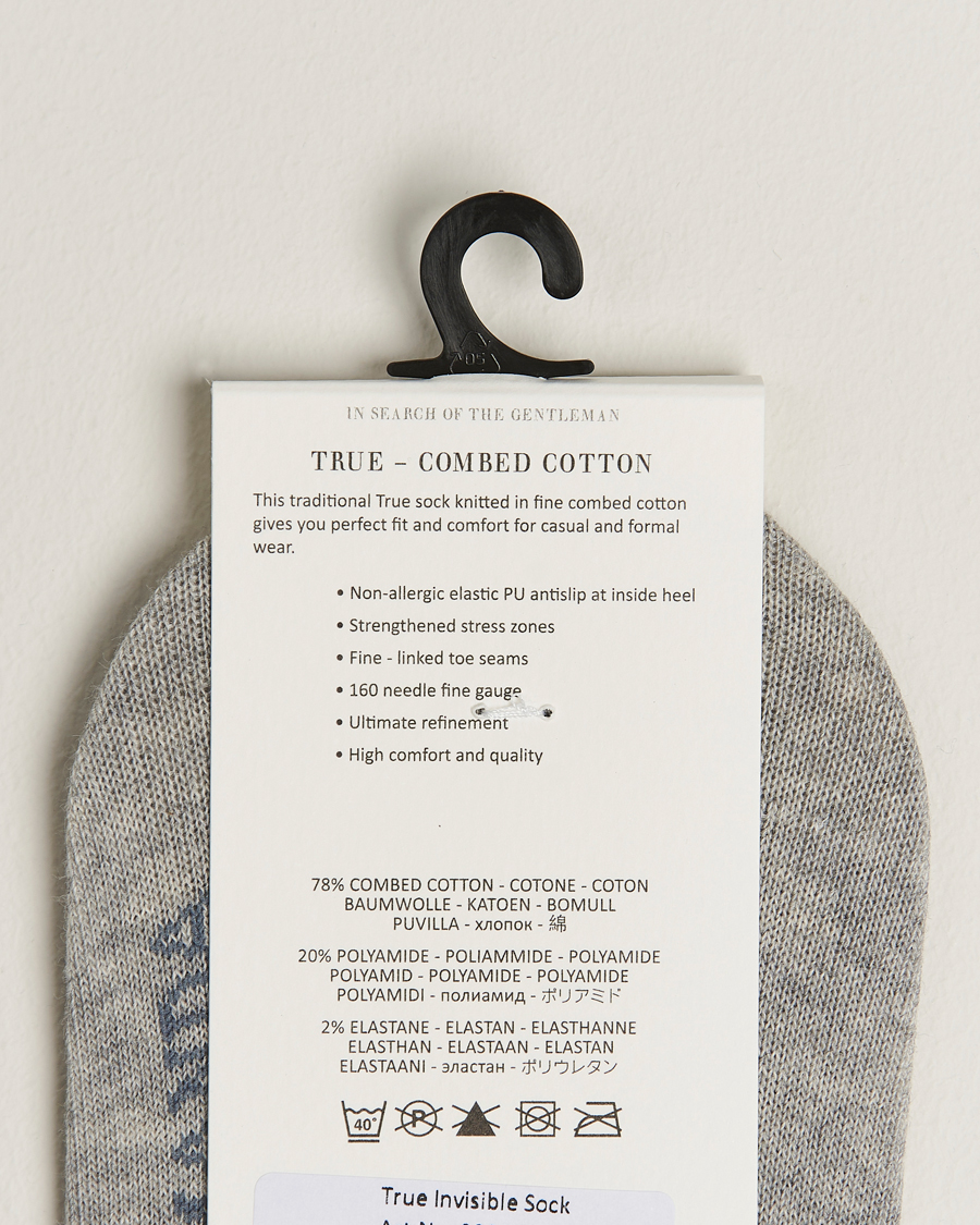 Hombres | Ropa interior y calcetines | Amanda Christensen | 3-Pack True Cotton Invisible Socks Light Grey Melange
