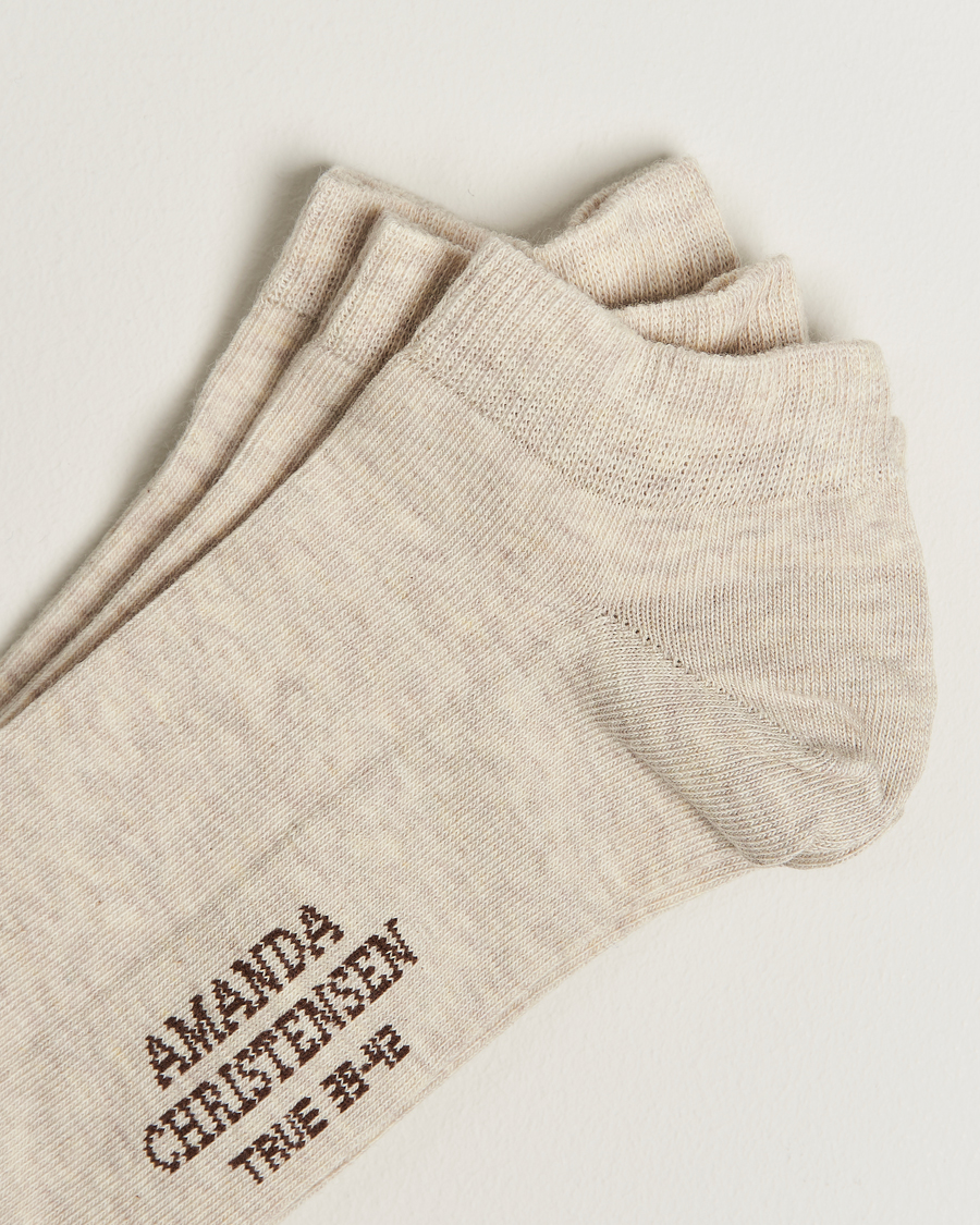 Hombres | Ropa interior y calcetines | Amanda Christensen | 3-Pack True Cotton Sneaker Socks Sand Melange