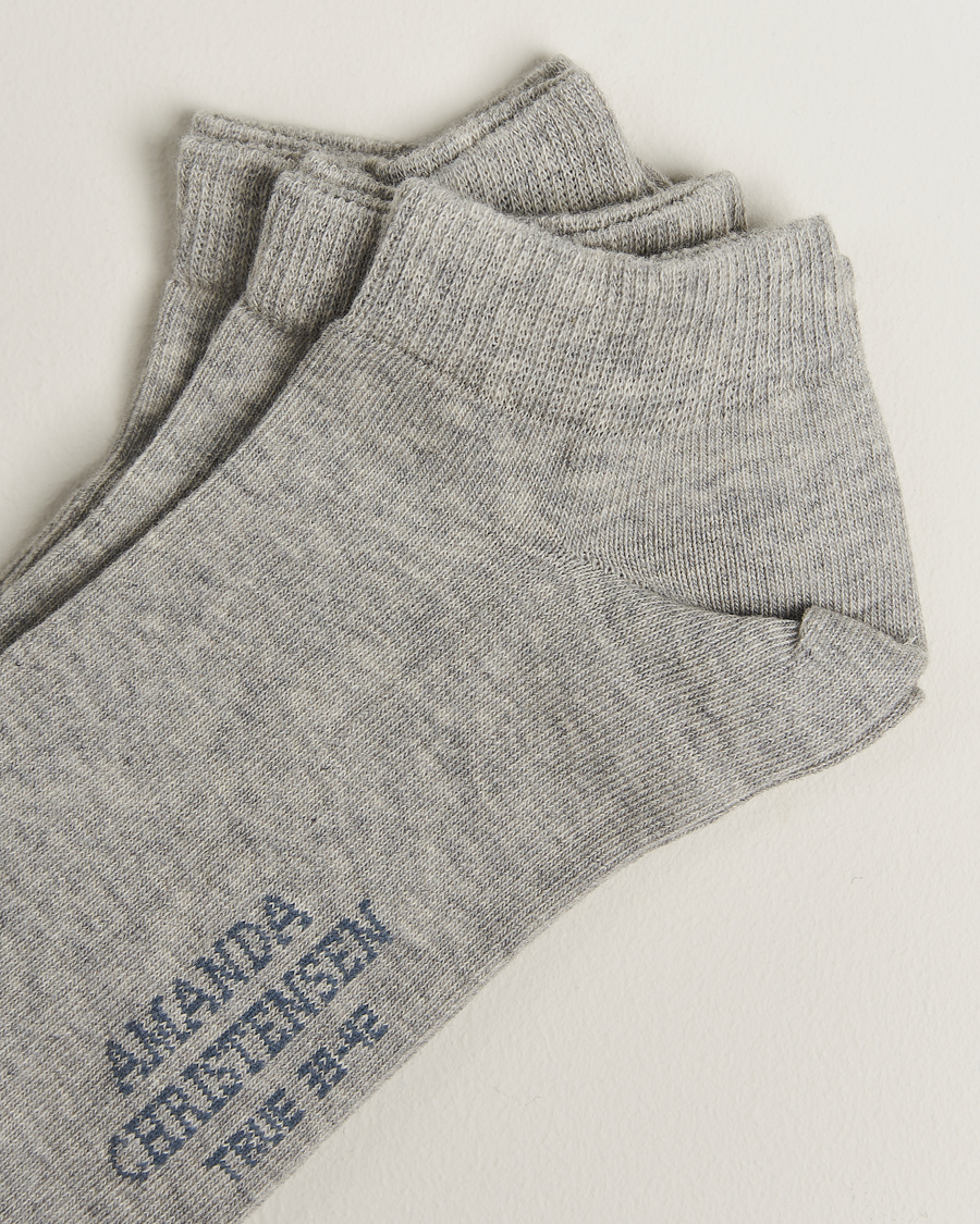 Hombres | Ropa interior y calcetines | Amanda Christensen | 3-Pack True Cotton Sneaker Socks Light Grey Melange