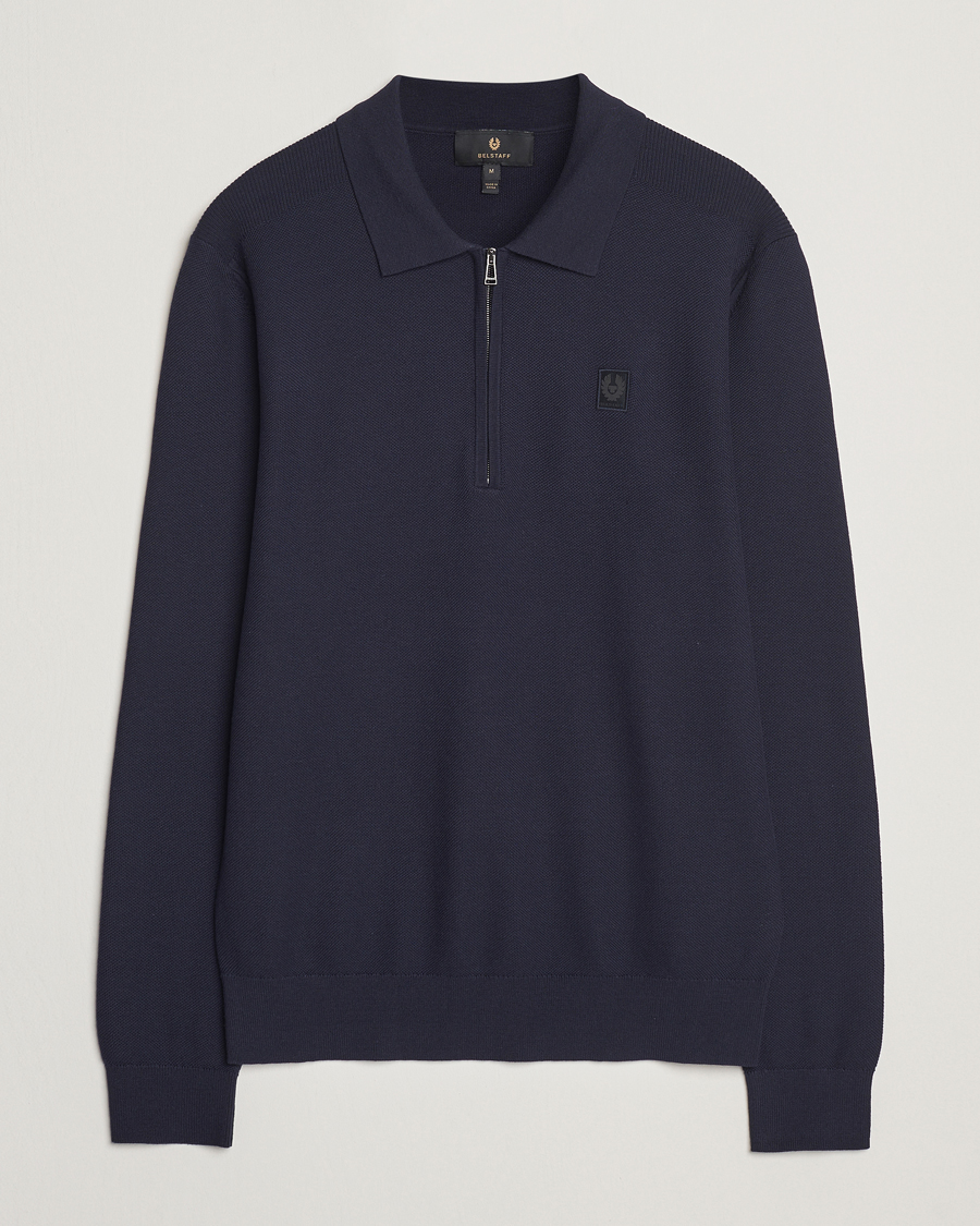 Hombres | Jerséis y prendas de punto | Belstaff | Drift Knitted Zip Polo Navy