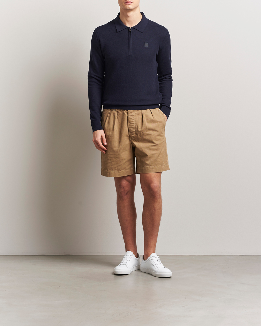 Hombres | Jerséis y prendas de punto | Belstaff | Drift Knitted Zip Polo Navy