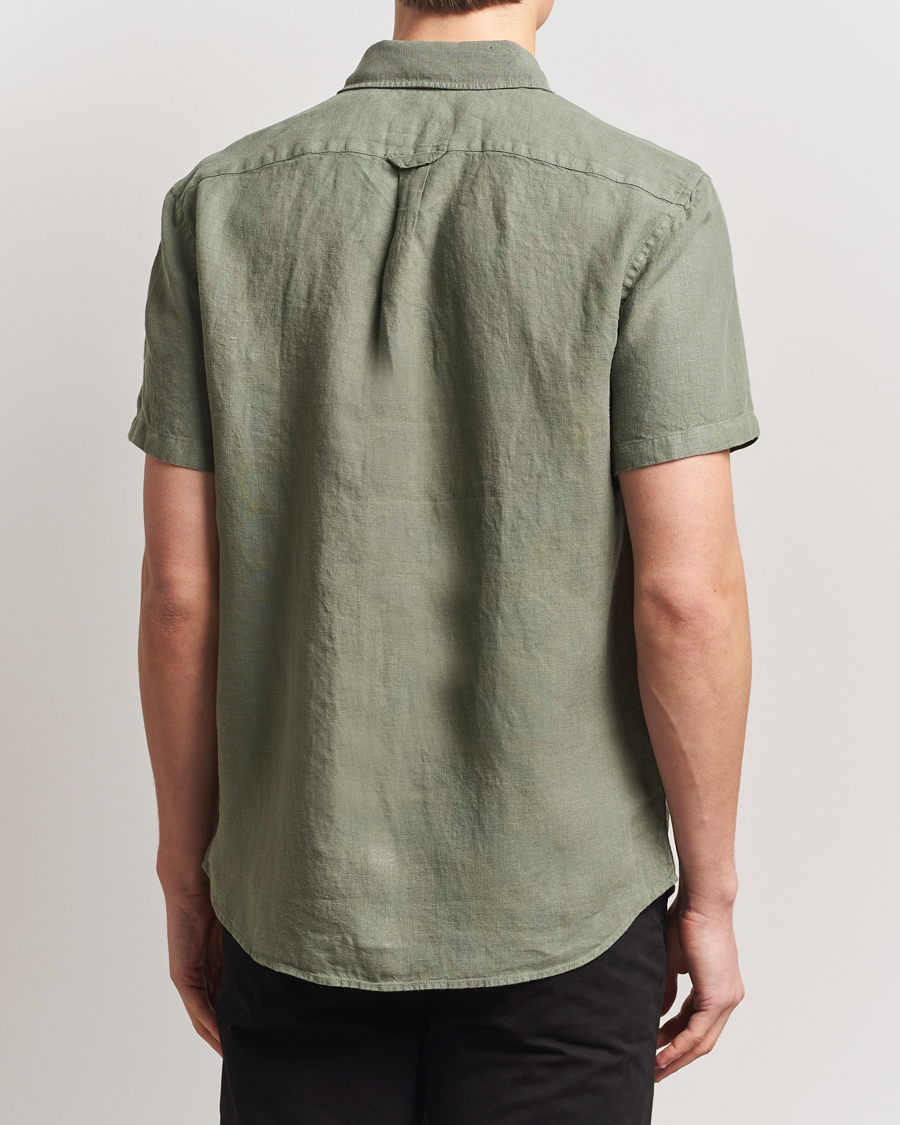 Hombres | Camisas | Belstaff | Scale Short Sleeve Linen Shirt Surplus Green
