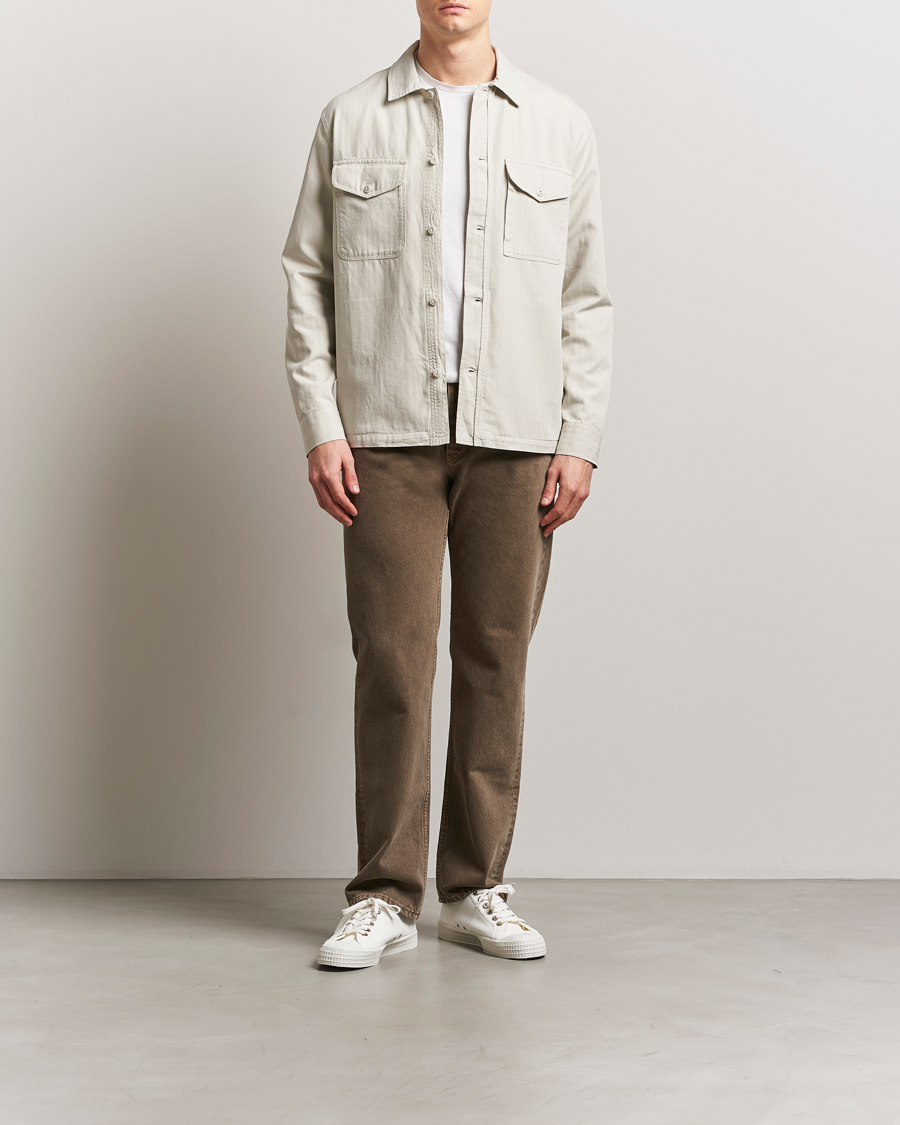 Hombres | Camisas | Belstaff | CS60 Cotton Herringbone Overshirt Stone Beige